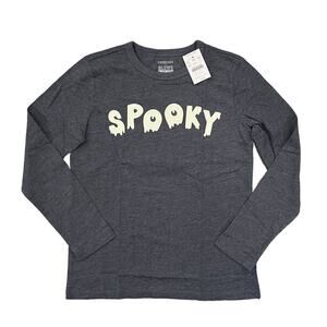 NWT J. Crew Boys Charcoal Grey W/Glow-in-the-Dark "Spooky" Halloween Tee